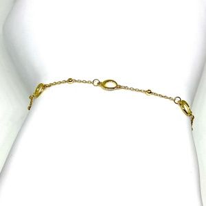 14k Yellow Gold Beads and Circle Station Bracelet
